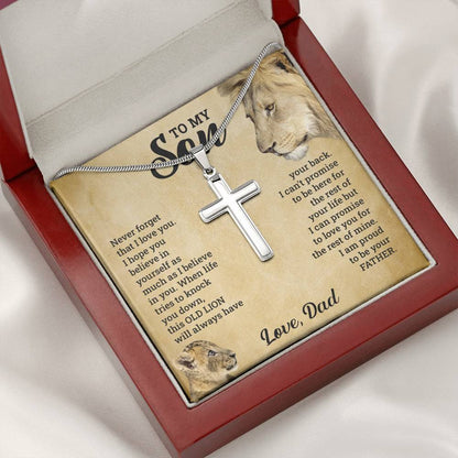 Stainless Steel Cross Necklace with Adjustable Snake Chain