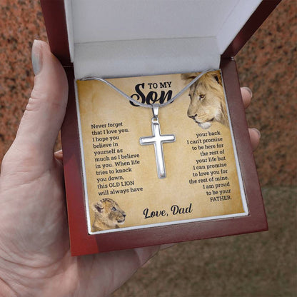 Stainless Steel Cross Necklace with Adjustable Snake Chain