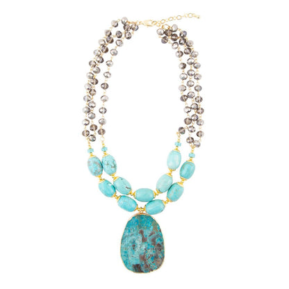 Baron Blue Turquoise Magnesite Pendant Statement Necklace Barse Jewelry