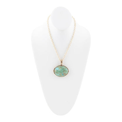 Blue Turquoise Long Golden Chain Necklace Barse Jewelry