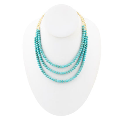 Blue Turquoise Magnesite Golden Necklace Barse Jewelry