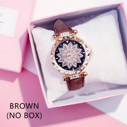 Casual Women Romantic Starry Sky Wrist Watch Bracelet Leather Rhinestone Designer Simple Dress Women's Watches Women Starry Sky PU Leather Strap Quartz Wristwatches For Woman Girls Teenagers Stevvex