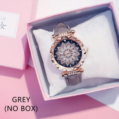 Casual Women Romantic Starry Sky Wrist Watch Bracelet Leather Rhinestone Designer Simple Dress Women's Watches Women Starry Sky PU Leather Strap Quartz Wristwatches For Woman Girls Teenagers Stevvex