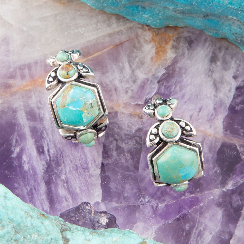 Emile Blue Turquoise Sterling Silver Hoop Earrings Barse Jewelry