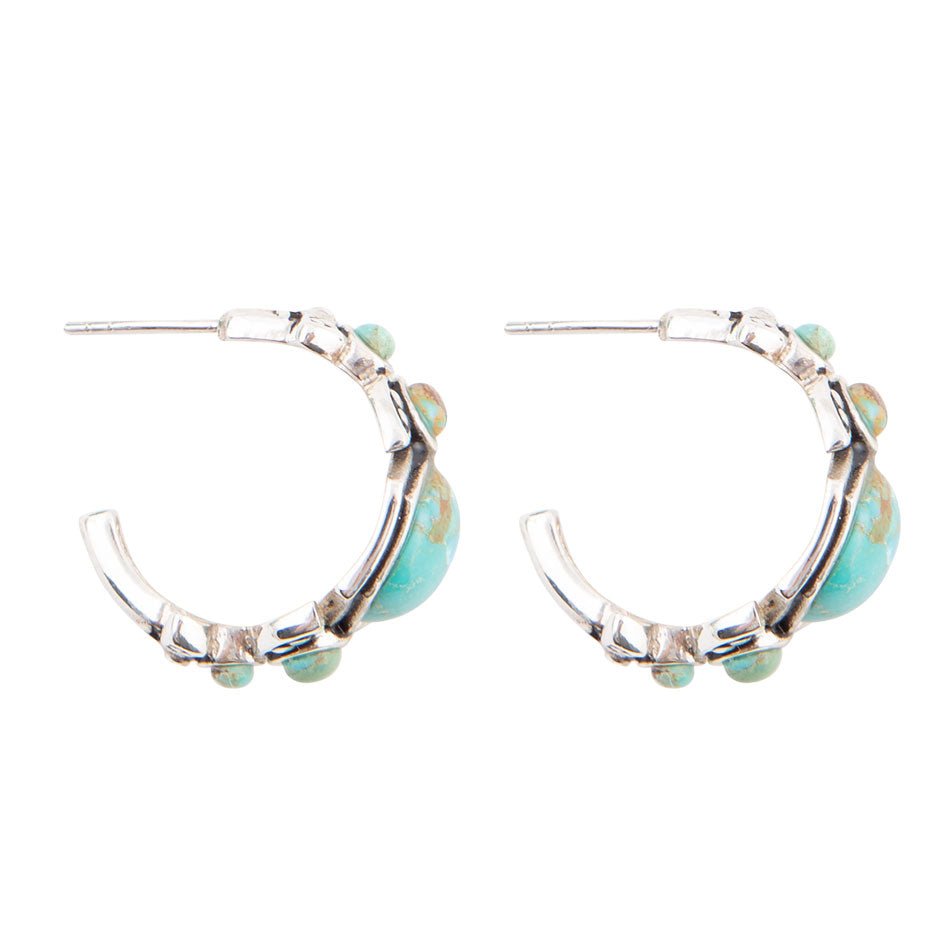 Emile Blue Turquoise Sterling Silver Hoop Earrings Barse Jewelry