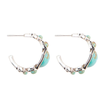 Emile Blue Turquoise Sterling Silver Hoop Earrings Barse Jewelry