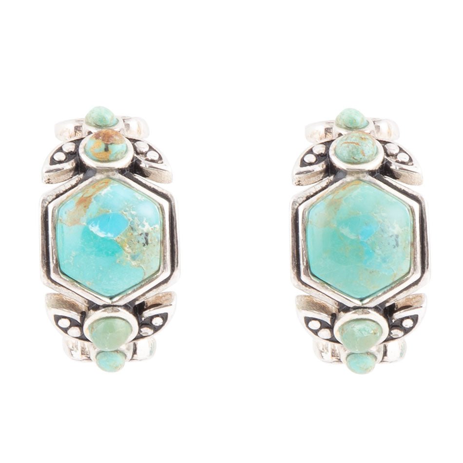 Emile Blue Turquoise Sterling Silver Hoop Earrings Barse Jewelry