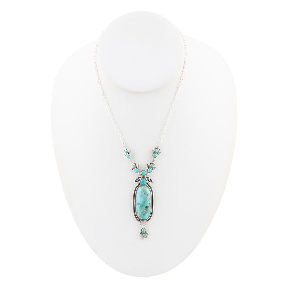Emile Sterling Silver and Blue Turquoise Pendant Necklace Barse Jewelry