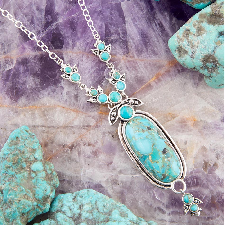Emile Sterling Silver and Blue Turquoise Pendant Necklace Barse Jewelry