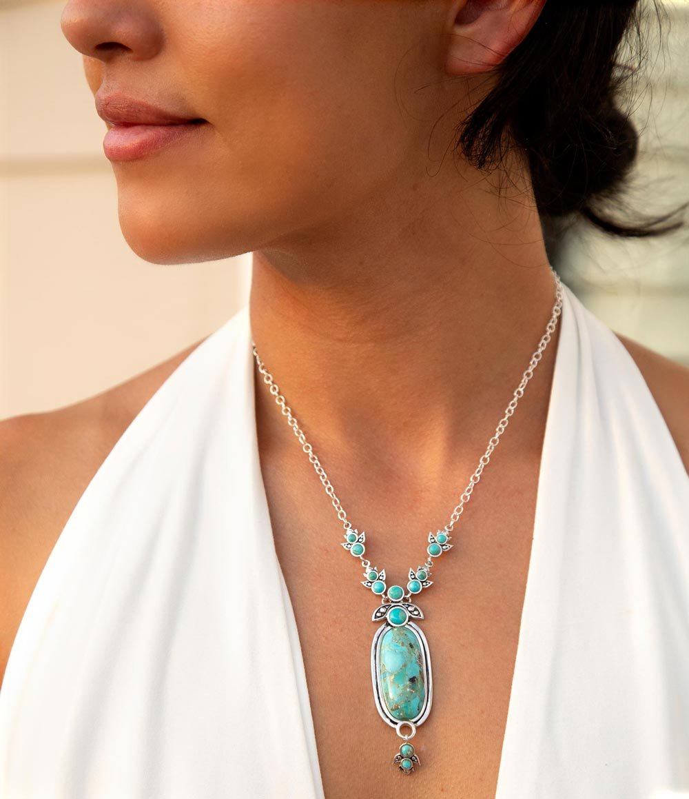 Emile Sterling Silver and Blue Turquoise Pendant Necklace Barse Jewelry