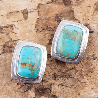 Fiji Isles Blue Turquoise Sterling Silver Clip Earrings Barse Jewelry