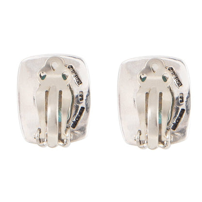 Fiji Isles Blue Turquoise Sterling Silver Clip Earrings Barse Jewelry