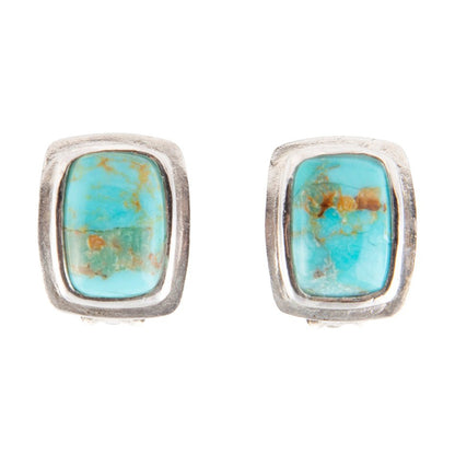 Fiji Isles Blue Turquoise Sterling Silver Clip Earrings Barse Jewelry