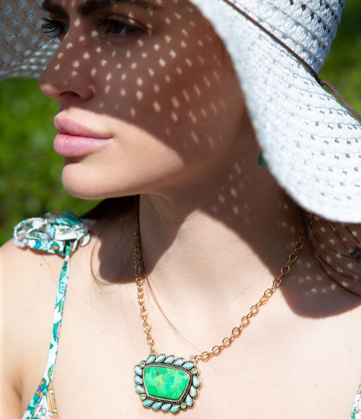 Legacy Lime Green and Blue Turquoise Golden Pendant Necklace Barse Jewelry