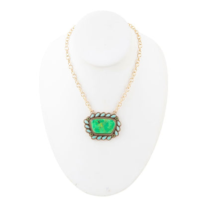 Legacy Lime Green and Blue Turquoise Golden Pendant Necklace Barse Jewelry