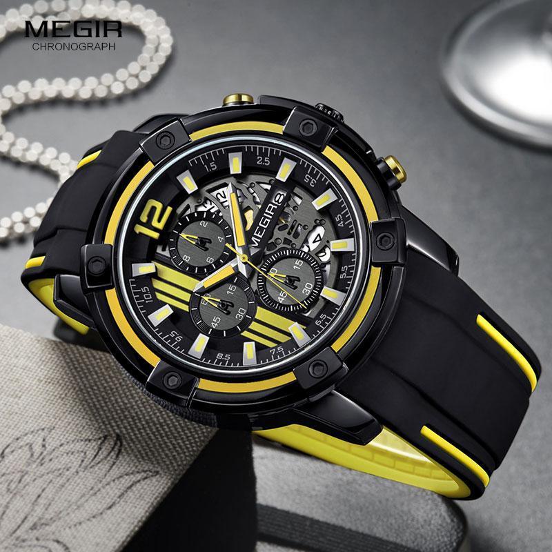 Modern Men's Black Quartz Watches Sports Silicone Strap Luminous Hands Wristwatch Luxury Waterproof Analog Watch Stevvex