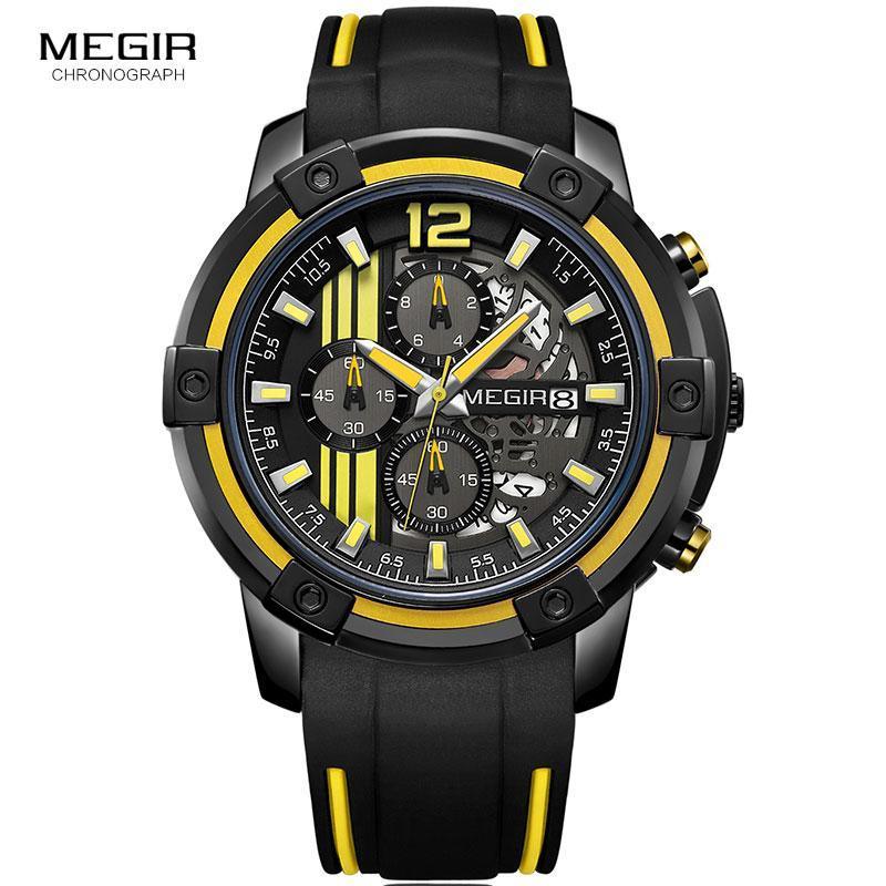 Modern Men's Black Quartz Watches Sports Silicone Strap Luminous Hands Wristwatch Luxury Waterproof Analog Watch Stevvex