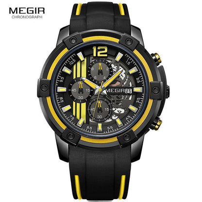 Modern Men's Black Quartz Watches Sports Silicone Strap Luminous Hands Wristwatch Luxury Waterproof Analog Watch Stevvex