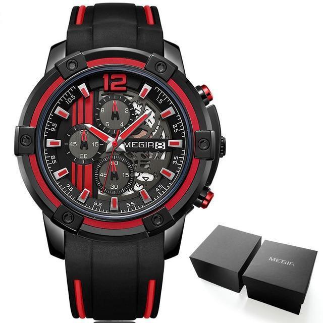 Modern Men's Black Quartz Watches Sports Silicone Strap Luminous Hands Wristwatch Luxury Waterproof Analog Watch Stevvex