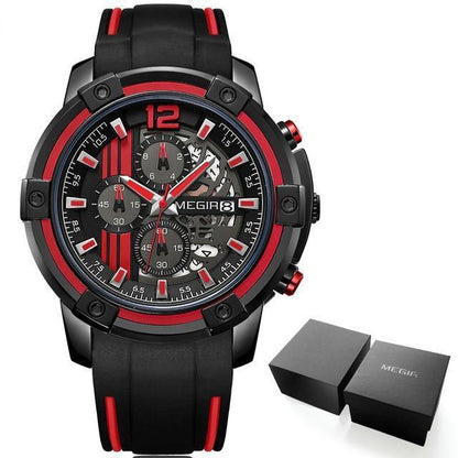 Modern Men's Black Quartz Watches Sports Silicone Strap Luminous Hands Wristwatch Luxury Waterproof Analog Watch Stevvex