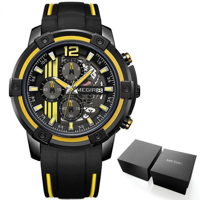Modern Men's Black Quartz Watches Sports Silicone Strap Luminous Hands Wristwatch Luxury Waterproof Analog Watch Stevvex