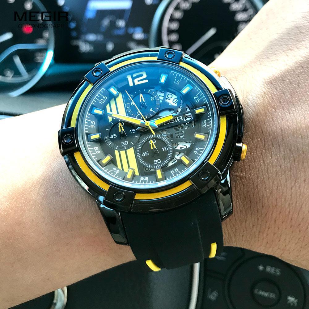 Modern Men's Black Quartz Watches Sports Silicone Strap Luminous Hands Wristwatch Luxury Waterproof Analog Watch Stevvex