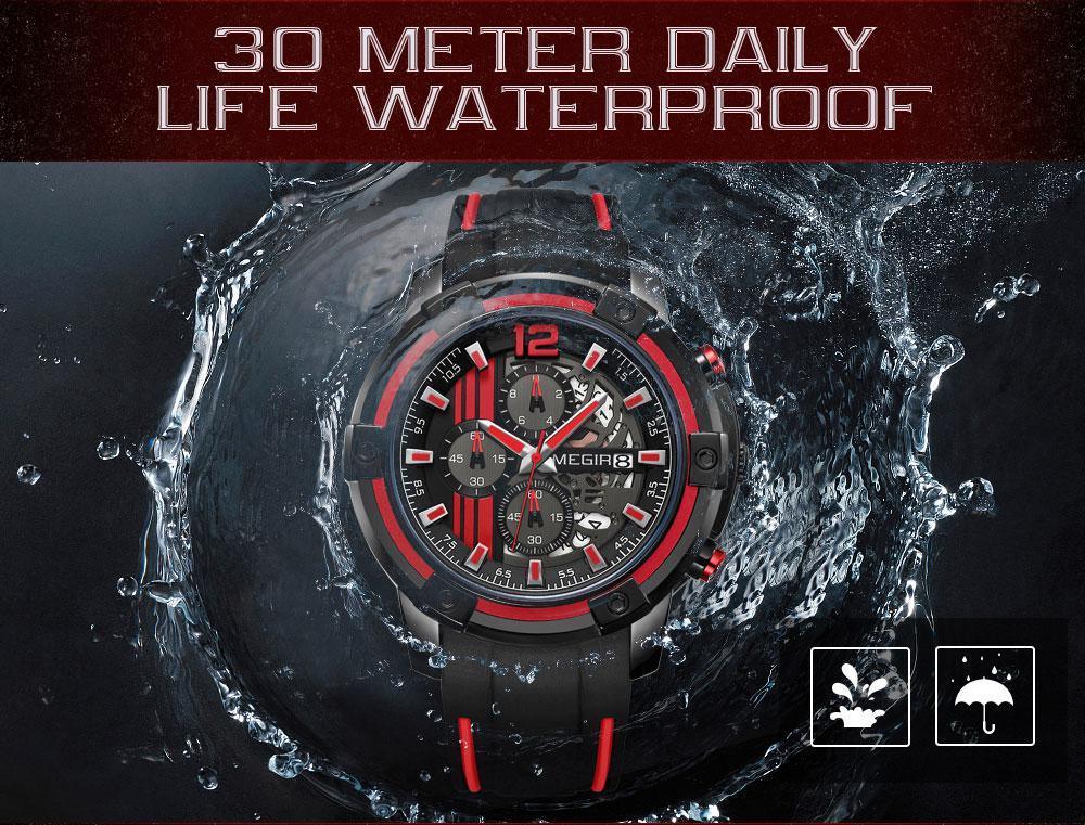 Modern Men's Black Quartz Watches Sports Silicone Strap Luminous Hands Wristwatch Luxury Waterproof Analog Watch Stevvex