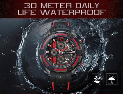 Modern Men's Black Quartz Watches Sports Silicone Strap Luminous Hands Wristwatch Luxury Waterproof Analog Watch Stevvex