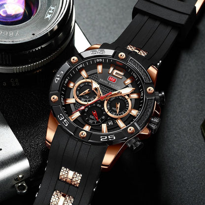 New Fashion Sport Mens Watches Waterproof Silicon Strap Wrist Watch Multifunctional Luminous Hands For Men Stevvex