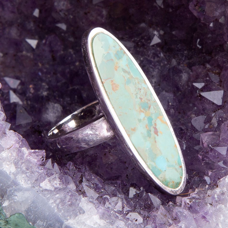 Pueblo Blue Turquoise and Sterling Silver Oval Ring Barse Jewelry