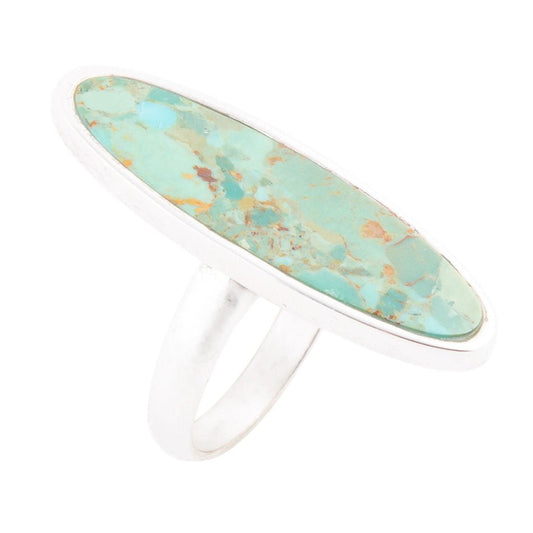 Pueblo Blue Turquoise and Sterling Silver Oval Ring Barse Jewelry