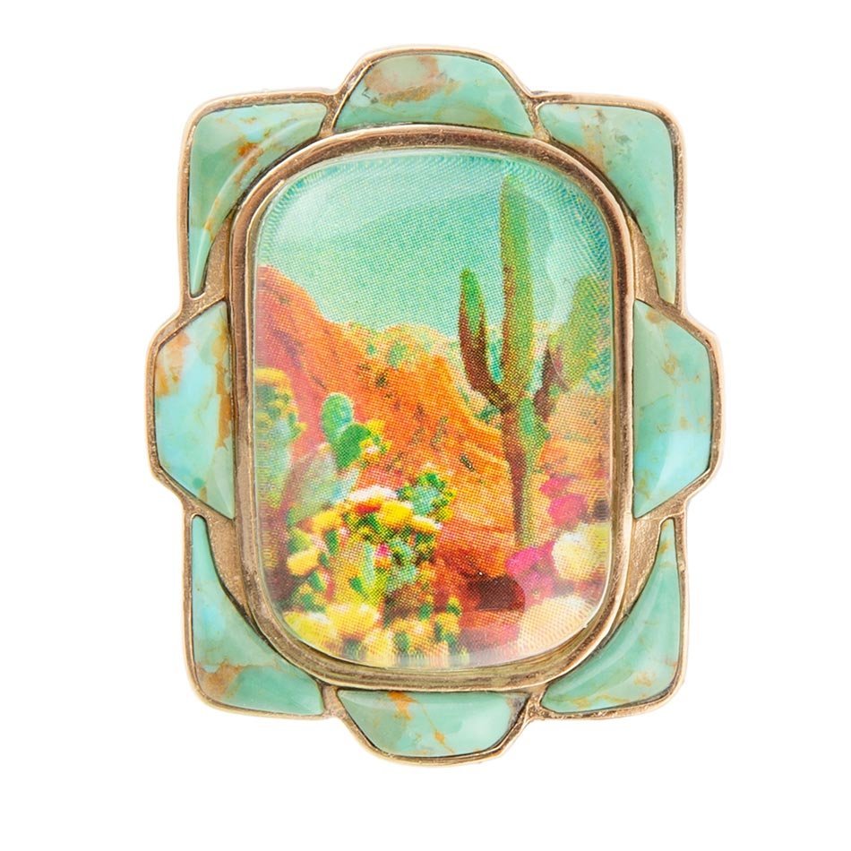 Scenic Desert Sedona Blue Turquoise Golden Ring Barse Jewelry