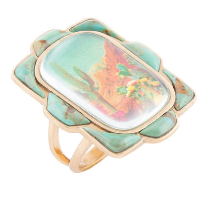 Scenic Desert Sedona Blue Turquoise Golden Ring Barse Jewelry