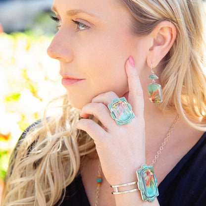 Scenic Sedona Desert Blue Turquoise Golden Drop Earrings Barse Jewelry