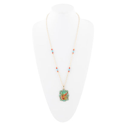 Scenic Sedona Desert Blue Turquoise Golden Pendant Necklace Barse Jewelry