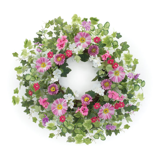 Mixed Floral and Ivy Leaf Wreath 24.5"D