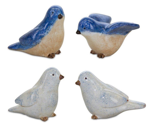 Blue Birds Sitting Figurine (Set of 4)